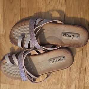 Patrizia Womens Sandals- Leather Straps With Toe Loop w/textured Insole